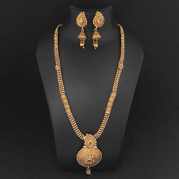Kriaa Brown Austrian Stone And Kundan Necklace Set - 1109849A