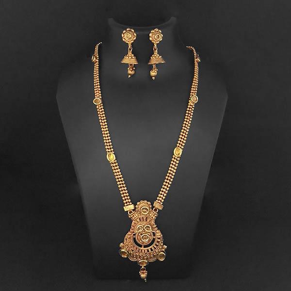 Kriaa Gold Plated Brown Kundan Necklace Set - 1109851A