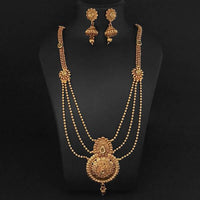 Kriaa Gold Plated Brown Kundan Necklace Set - 1109852A