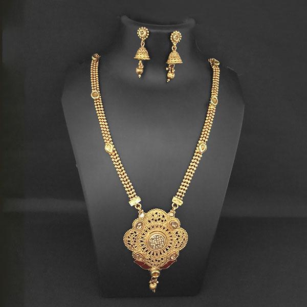 Kriaa Gold Plated Brown Austrian Stone And Kundan Necklace Set - 1109855A