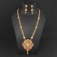 Kriaa Gold Plated White Austrian Stone And Kundan Necklace Set - 1109855B