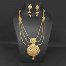 Kriaa Gold Plated Brown Kundan Necklace Set - 1109856