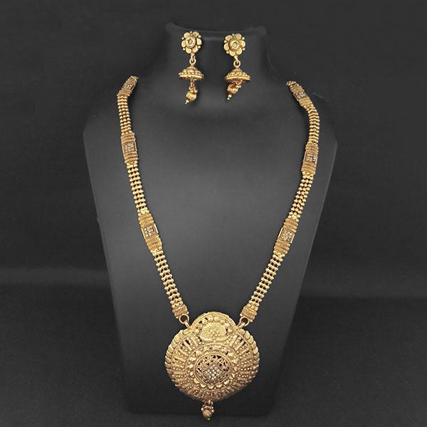 Kriaa Gold Plated Brown Austrian Stone Necklace Set - 1109857A