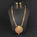 Kriaa Gold Plated White Austrian Stone Necklace Set - 1109857B