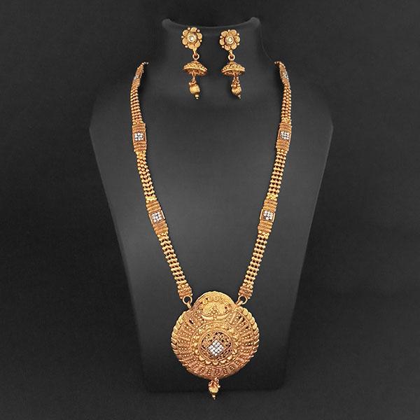 Kriaa Gold Plated White Austrian Stone Necklace Set - 1109857B