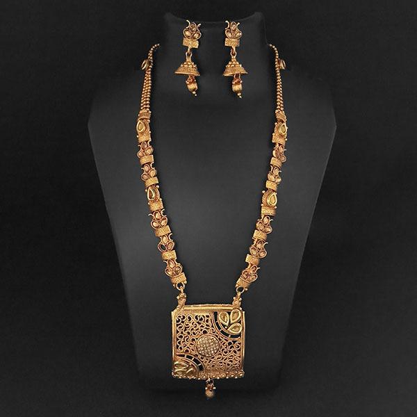 Kriaa Brown Austrian Stone And Kundan Necklace Set - 1109863A