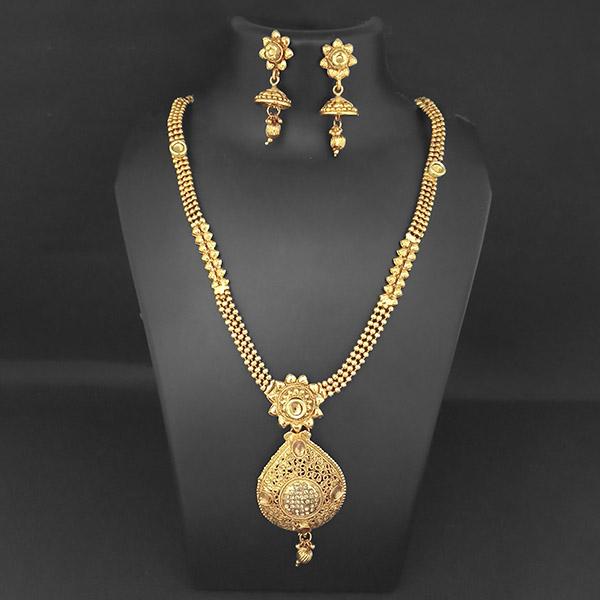 Kriaa Gold Plated Brown Austrian Stone Necklace Set - 1109865A