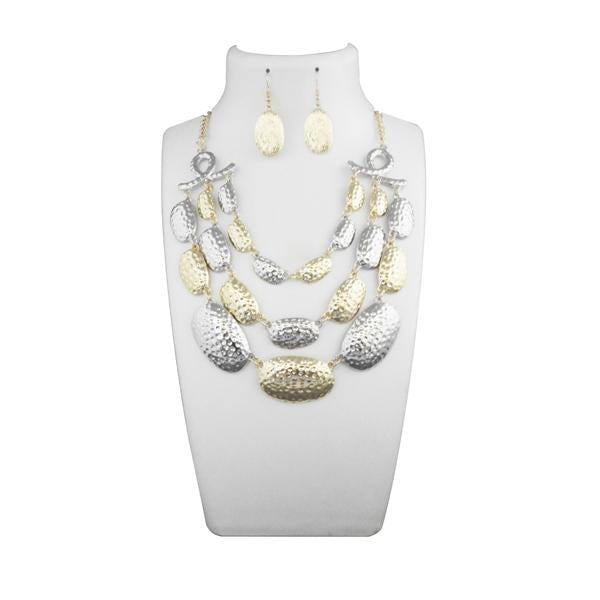 Urthn Gold Plated Three Line Statement Necklace Set - 1109902B