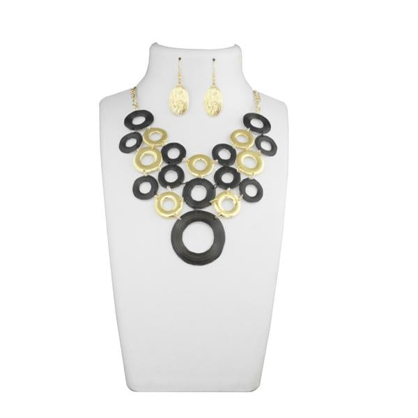 Urthn Gold Plated Bib Statement Necklace Set - 1109903A