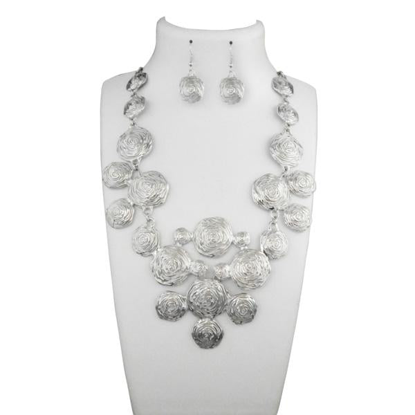 Urthn Silver Plated Statement Necklace Set - 1109909B