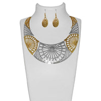 Urthn Silver And Gold Choker Statement Necklace Set - 1109912B