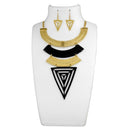 Urthn Black And Gold Long Statement Necklace Set - 1109913A