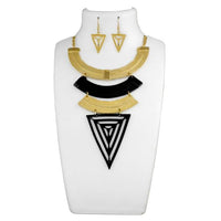 Urthn Black And Gold Long Statement Necklace Set - 1109913A