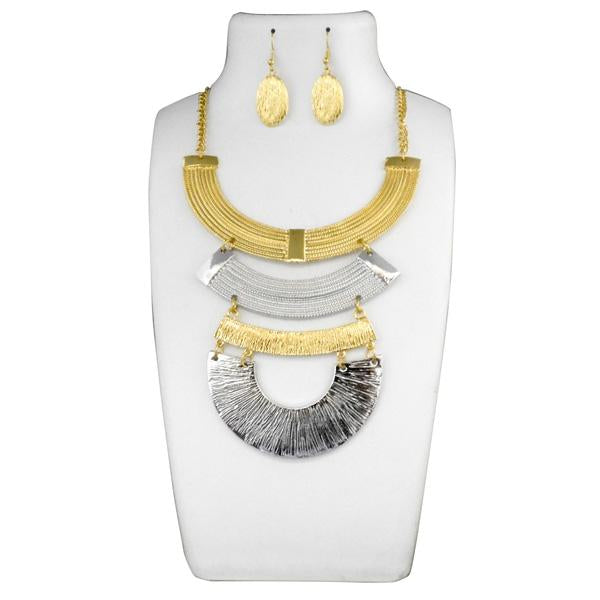 Urthn 2 Tone Plated Long Statement Necklace Set - 1109914B