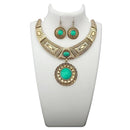 Urthn Green Turquoise Stone Antique Gold Plated Statement Necklace - 1110059D