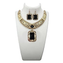 Urthn Black Turquoise Stone Antique Gold Statement Necklace Set - 1110061B