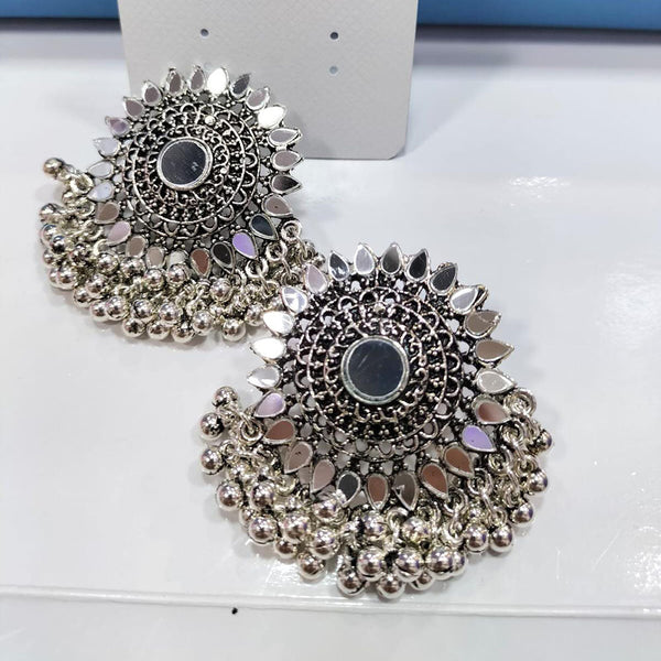 Kavita Art Oxidised Plated Mirror Dangler Earrings