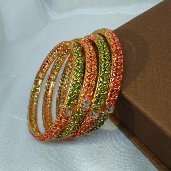 Kavita Art Gold Plated Pota Stone Bangles Set