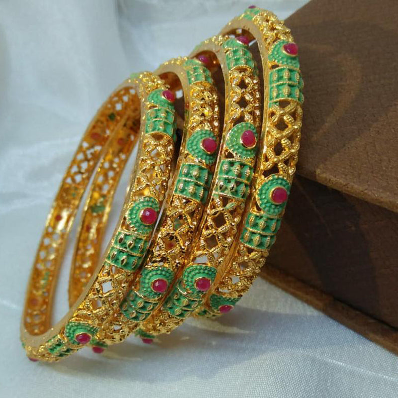 Kavita Art Gold Plated Pota Stone Bangles Set