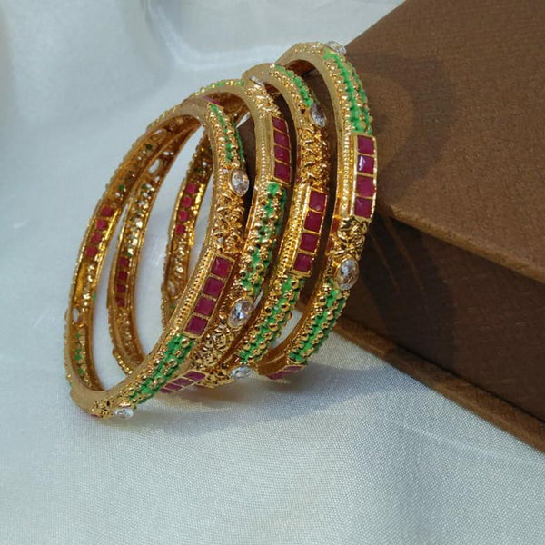 Kavita Art Gold Plated Pota Stone Bangles Set