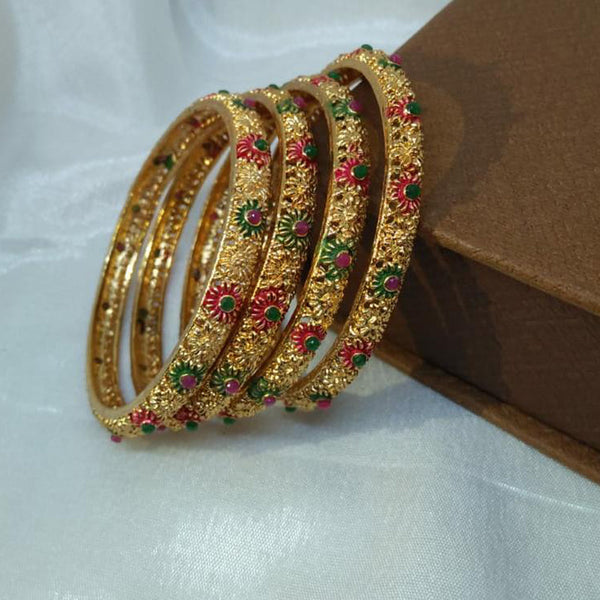 Kavita Art Gold Plated Pota Stone Bangles Set