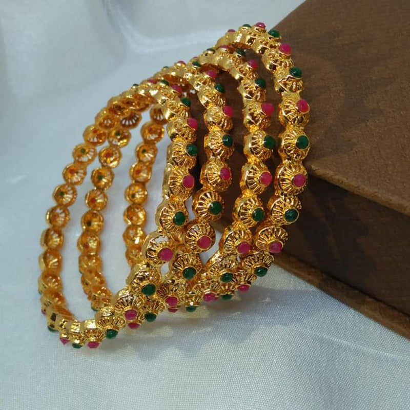 Kavita Art Gold Plated Pota Stone Bangles Set