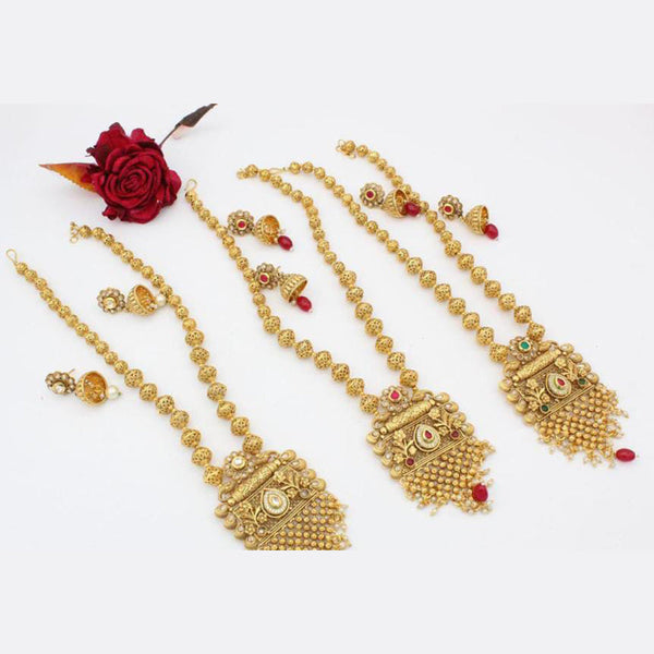 Kavita Art Copper Finish Pota Stone Long Necklace Set