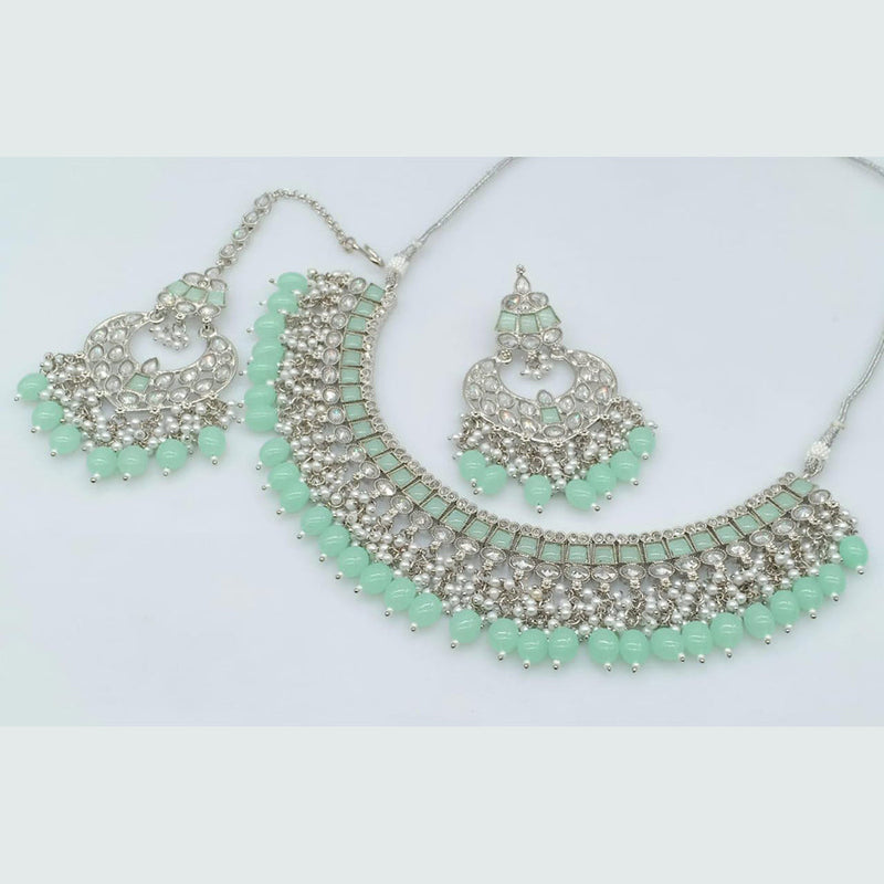 Kavita Art Silver Plated Crystal Stone Necklace Set