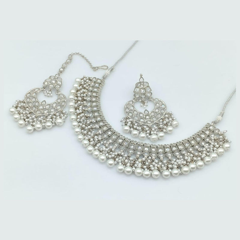 Kavita Art Silver Plated Crystal Stone Necklace Set