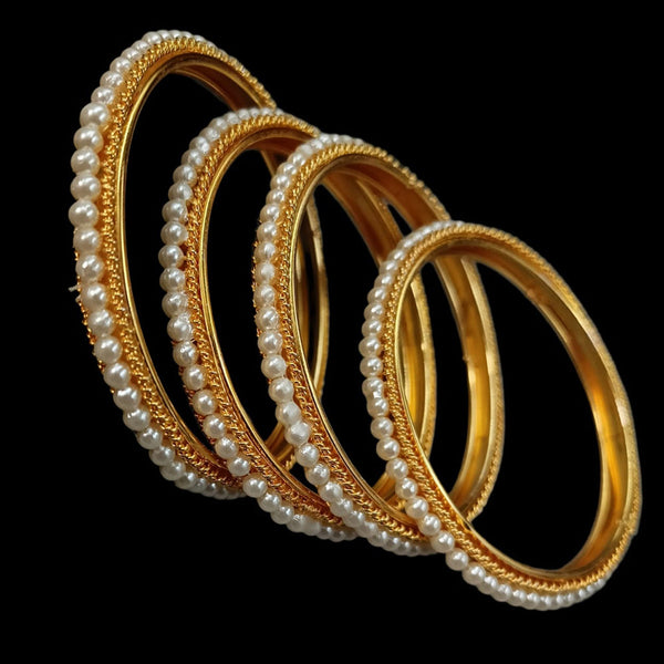 Kavita Art Gold Plated Pearl Bangles Set