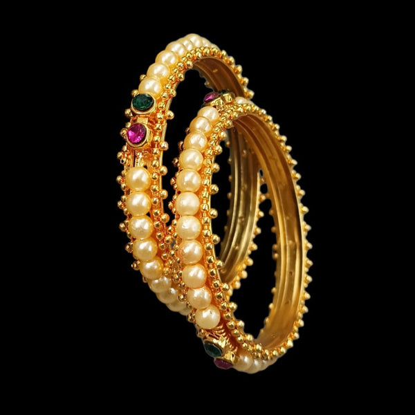 Kavita Art Gold Plated Pearl Bangles Set