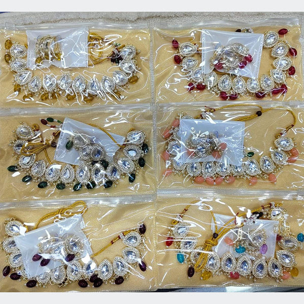 Kavita Art Gold Plated Crystal Stone Choker Necklace Set ( Assorted Desing Piece -1)