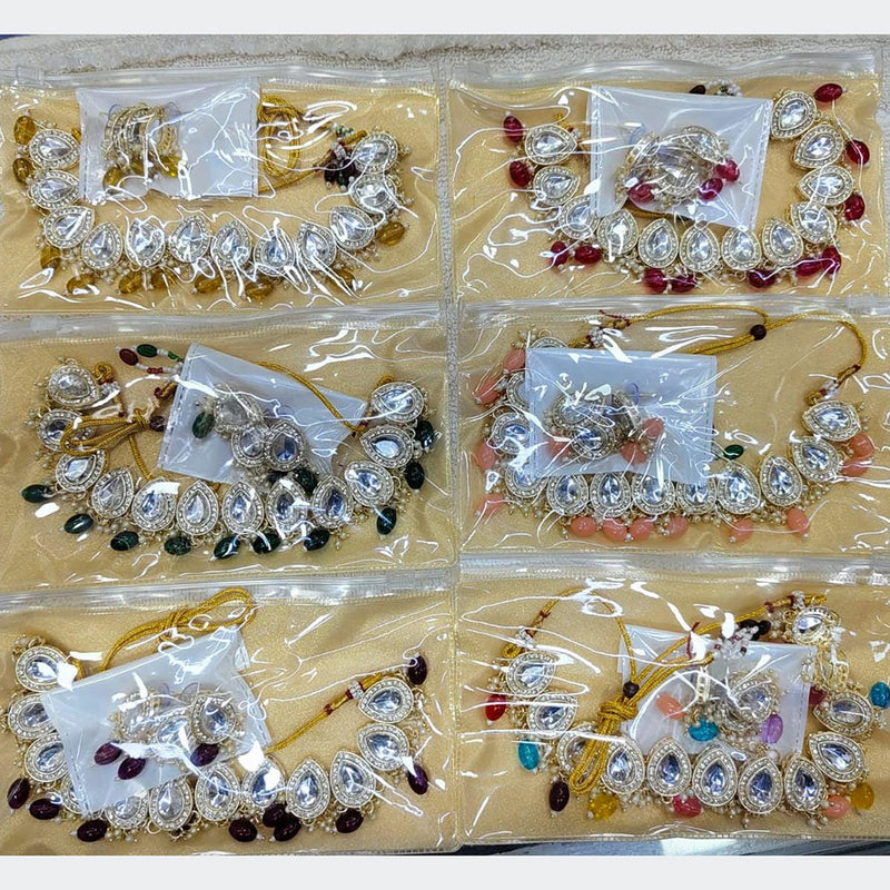 Kavita Art Gold Plated Crystal Stone Choker Necklace Set ( Assorted Desing Piece -1)