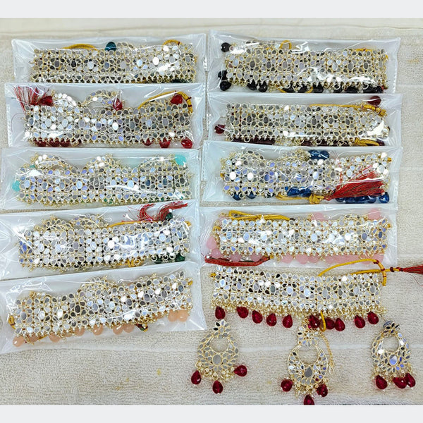 Kavita Art Gold Plated Mirror Choker Necklace Set ( Assorted Desing Piece -1)