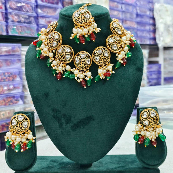 Kavita Art Gold Plated Kundan And Pearl Choker Necklace Set