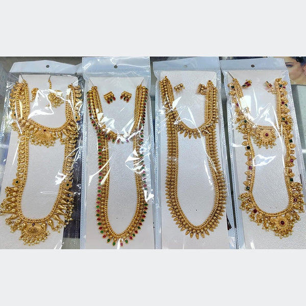 Kavita Art Gold Plated Pota Stone Double Necklace Set ( Assorted Desing Piece -1)