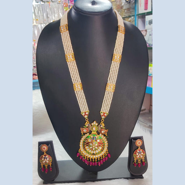 Kavita Art Gold Plated Meenakari And Kundan Long Necklace Set