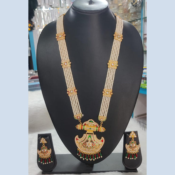 Kavita Art Gold Plated Meenakari And Kundan Long Necklace Set