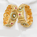 Kavita Art Gold Plated Pota Stone And Pearl Openable Bangles Set