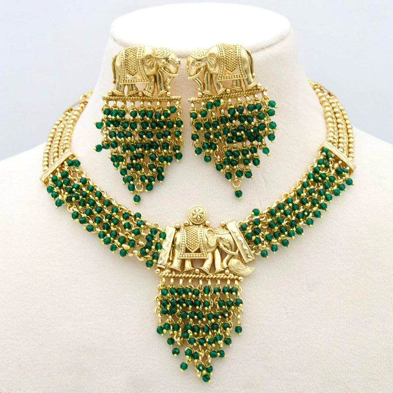 Kavita Art Gold Plated Elephant And Pearl Necklace Set