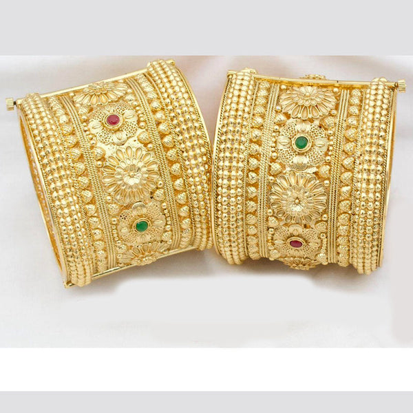 Kavita Art Gold Plated Pota Stone Openable Bangles Set