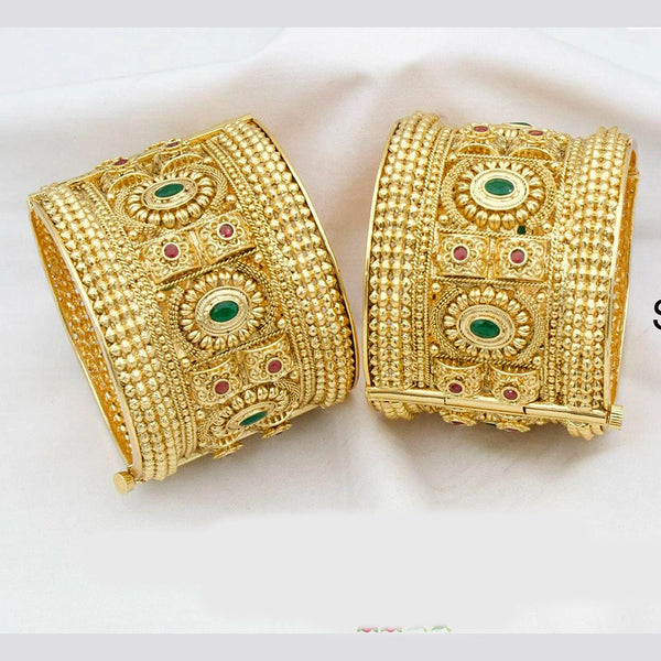 Kavita Art Gold Plated Pota Stone Openable Bangles Set