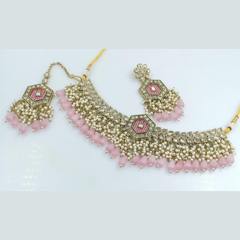 Kavita Art Gold Plated Crystal Stone And Pearl Necklace Set