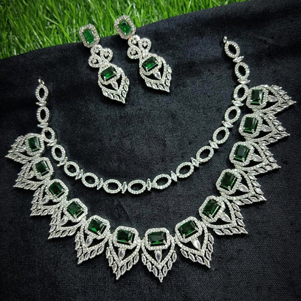 Kavita Art Silver Plated AD Necklace Set