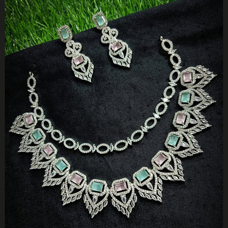 Kavita Art Silver Plated AD Necklace Set