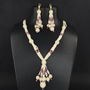 Kriaa Gold Plated Grey Beads And Pearl Neckace Set - 1110312A