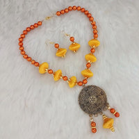 Jeweljunk Gold Plated Yellow Thread Necklace Set - 1110635C