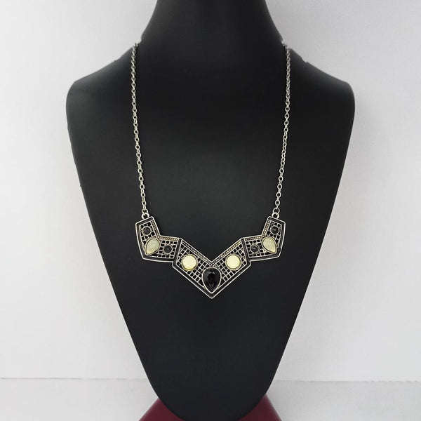 Urthn Meenakari  Silver Plated Stone Statement Necklace  - 1110745A