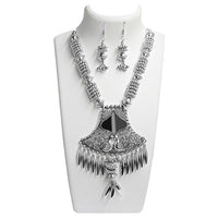 Jeweljunk Rhodium Plated  Navratri Special Necklace Set - 1110804