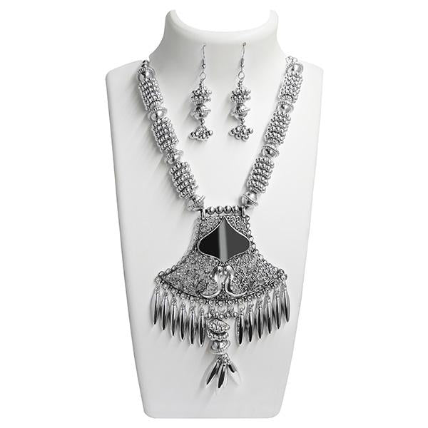 Jeweljunk Rhodium Plated  Navratri Special Necklace Set - 1110804